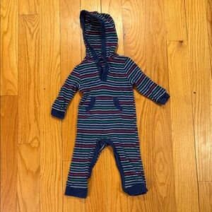 Little Me Navy and Red Striped Footie